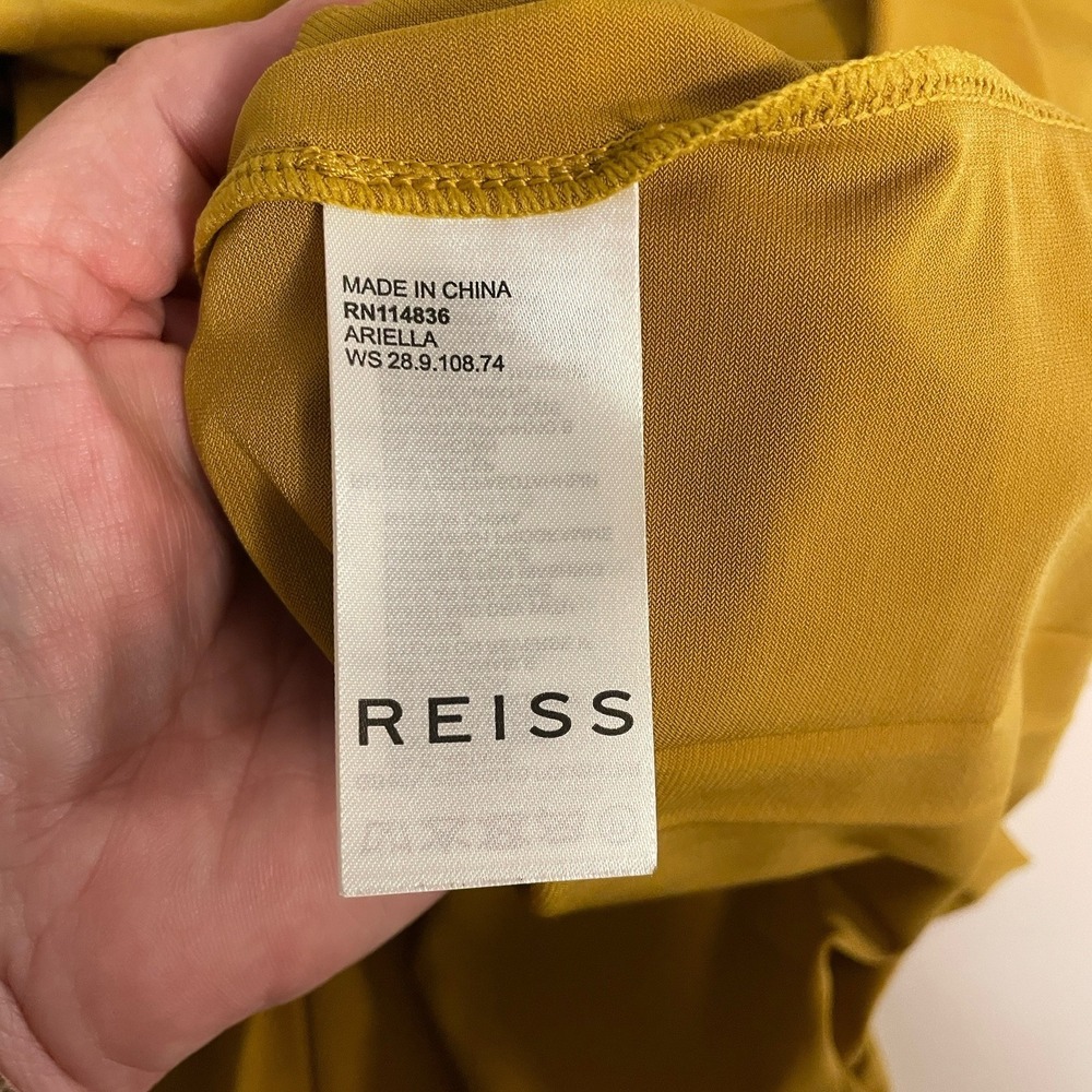 Reiss Ariella Fine Jersey Pleated Midi Skirt Mustard Size 10 Elegant Flowy - Picture 5 of 6